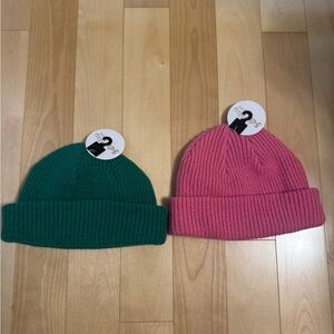 Ardene Kids Ribbed Beanies in Pink and Green